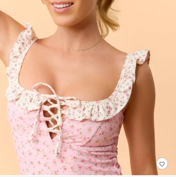 Blogilates Ruffle Lace Up Tank Top - - Picture 4 of 6